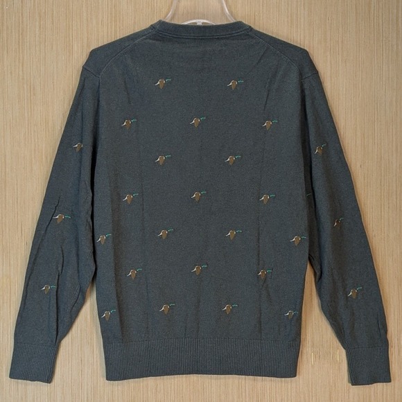 Cremieux Classics Sweater Mens Medium Green Mallard Duck Pima Cotton Cashmere - Picture 4 of 9